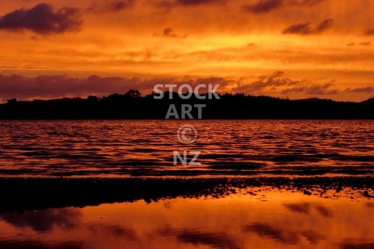 Amazing red Kaipara Harbour sunset 