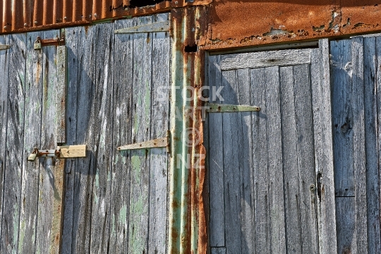 Closeup of old boat shed doors