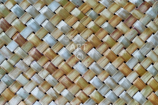 Kete - traditional New Zealand flax weaving - Close up detail of a woven kete (bag)
