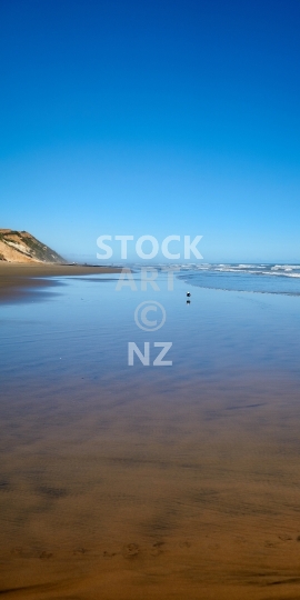 Mobile wallpaper: New Zealand beach scene - blue Ripiro beach reflections in Northland