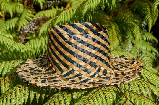Typical woven New Zealand hat or potae - stock photo