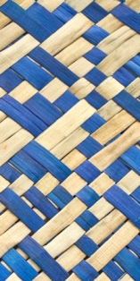 Blue and natural flax weaving pattern from a kete - NZ phone background