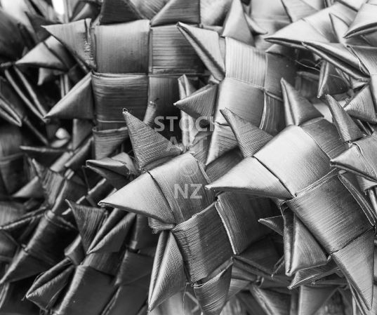 Kitchen splashback photo - woven stars black & white - NZ flax weaving