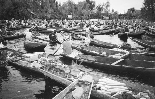 Floating market in Kashmir: vintage stock photo