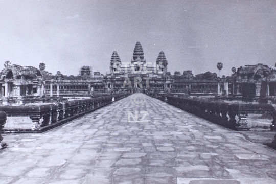 Angkor Wat without tourists - Vintage low resolution photo from March 1992, without tourists, long before tourism restarted