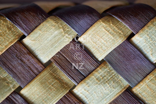 Black and white flax weaving closeup  - Raranga harakeke up close with fibres in view