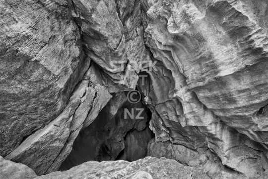 Cave entrance with limestone formations
