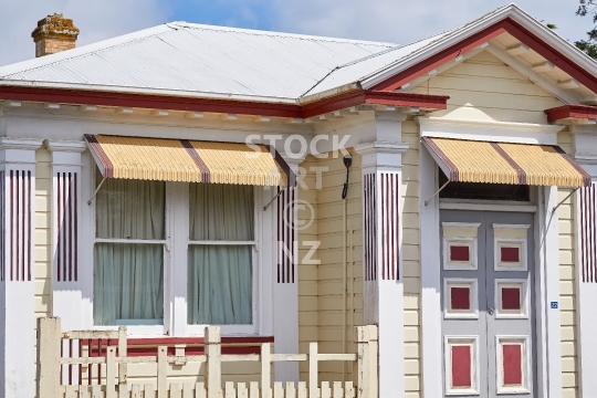 Closeup of an old heritage house in Kawhia, Waikato NZ - A lovely well preserved building in the little coastal village of Kawhia