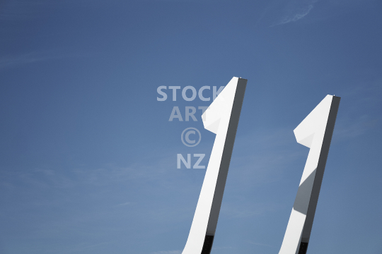 Closeup of Te Matau A Pohe bascule bridge and blue sky in Whangarei 