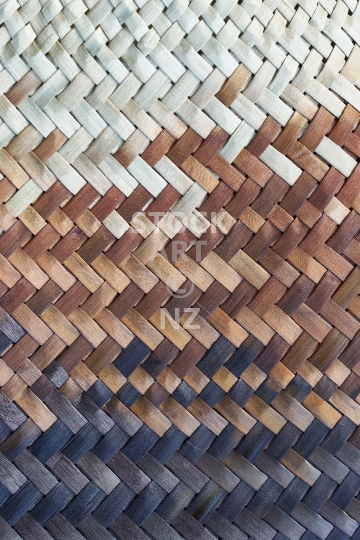 Detail of flax weaving from a pikau (backpack) 