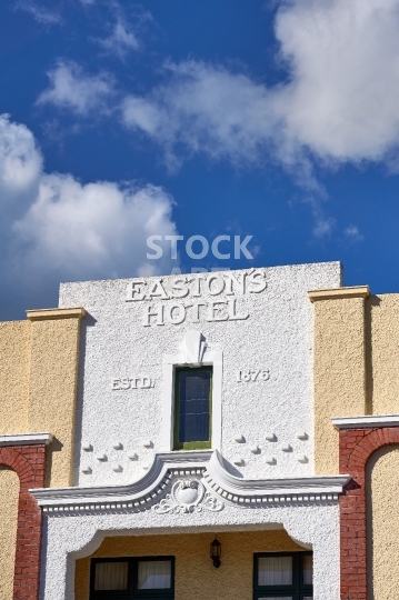 Eastons Hotel in Foxton - Closeup of the historic heritage building from 1876 in the lovely old Manawatu town