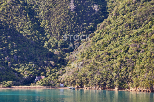 Hidden house in a Marlborough Sounds bay