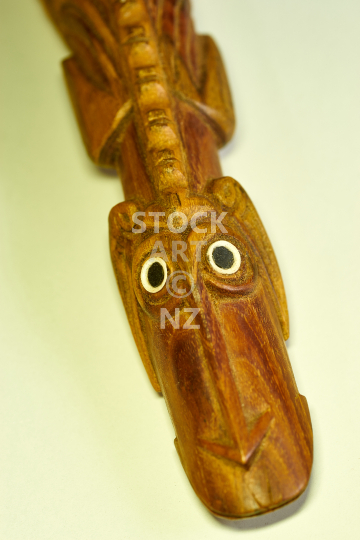 Lizardman or Moko Miro from Easter Island - Traditional carved figure from Rapa Nui, 1995