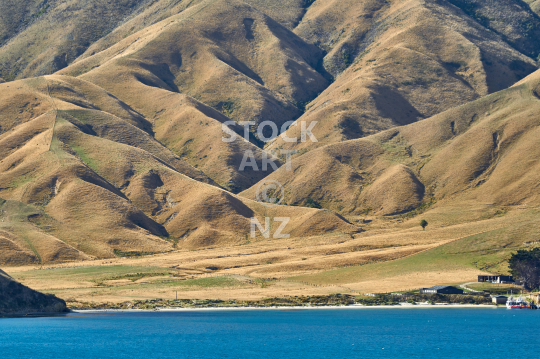 Marlborough Sounds landscape - Rugged landscape views from the ferry between Wellington and Picton NZ
