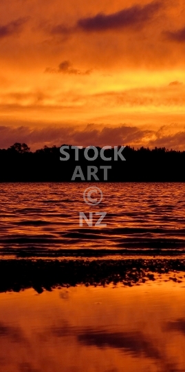 Mobile wallpaper: New Zealand sunset on the Kaipara West Coast harbour