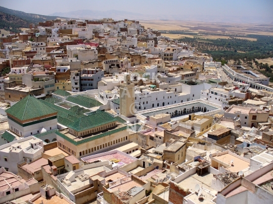 Moulay Idriss Zerhoun - View of the town in northern Morocco, site of the tomb of Idriss I - lower resolution stock photo, ideal for web use