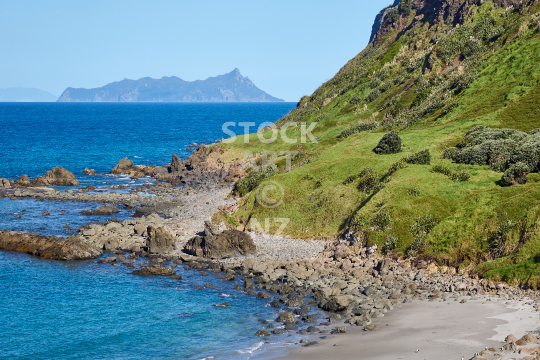 Ocean Beach, west beach with offshore islands, Whangarei Heads, Northland