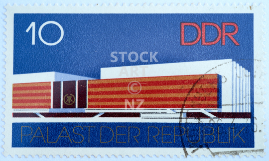 Palast der Republik - historical GDR stamp from 1976 - Palace of the Republic in socialist German Democratic Republic