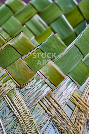 Raw green flax kete