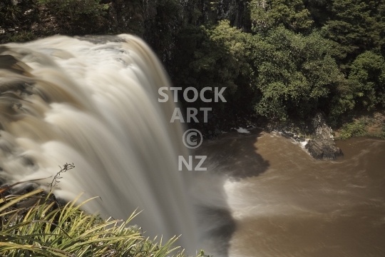Scenic Whangarei Falls in Northland, New Zealand - Long exposure photo of the beautiful waterfall in Whangarei