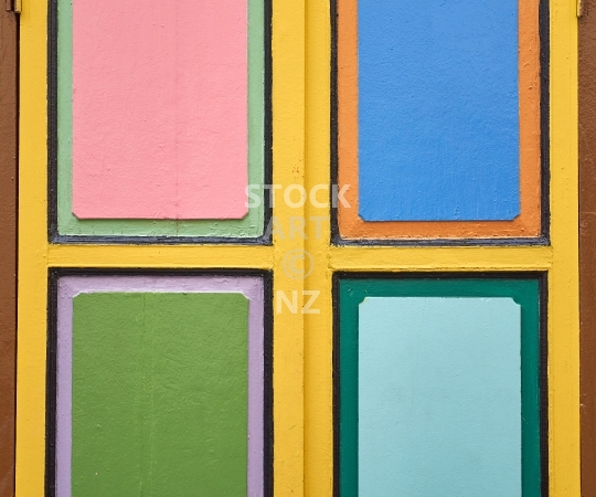Splashback photo: Colourful Peranakan style window shutters in Singapore