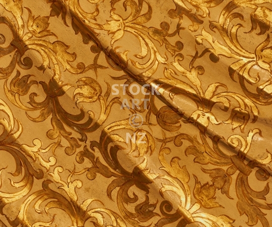 Splashback photo: Golden medieval design from an Italian church wall - Kitchen splashback picture for standard size 900 x 750 mm