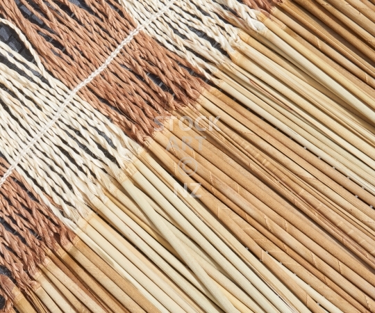 Splashback photo: Tanekaha dyed muka and pokinikini - NZ flax weaving - Kitchen splashback picture for standard size 900 x 750 mm