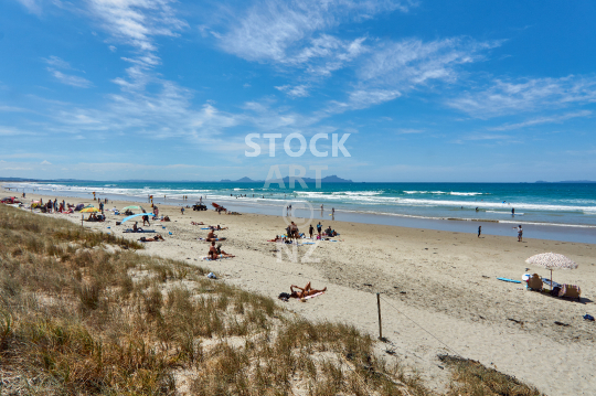 Summer at Waipu Cove - Northland, New Zealand - People sunbathing on the white sand