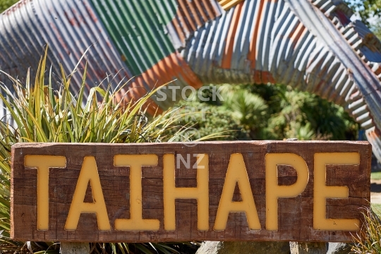 Taihape sign  - Lovely rural village in Manawatu region, famous for its gumboot throwing competitions