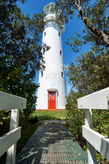 Tiritiri Matangi lighthouse - Iconic landmark on the predator free island in the Hauraki Gulf near Auckland