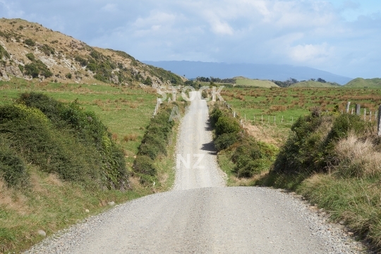 Typical New Zealand country gravel road