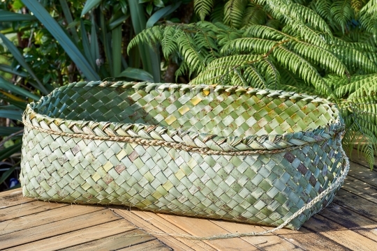 Wahakura, a traditional Maori sleeping basket for babies  - Flax weaving product to keep children safe in bed