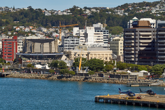 Wellington waterfront - Downtown city area with helicopters