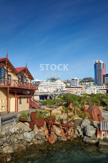 Wellington waterfront at the lagoon - View from the Commonwealth Walkway to the library