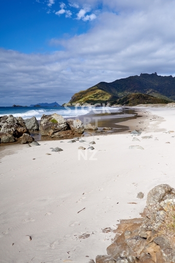White sand at Ocean Beach - Whangarei Heads, Northland - View of the beautiful beach landscape