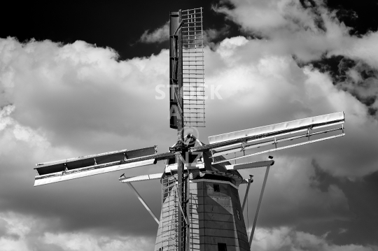 Windmill - Foxton NZ - Black & white photo of the replica Dutch windmill in the Manawatu region